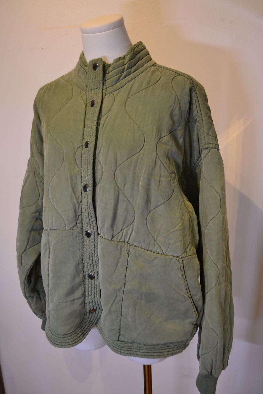 Khaki Relaxed Oversized Fit Quilted Boho Bohemian Jacket Size Large
